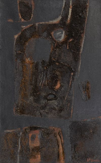 Wagemaker A.B.  | Peinture Noire, mixed media on canvas 93.7 x 59.0 cm, signed l.r. and dated on the reverse '56