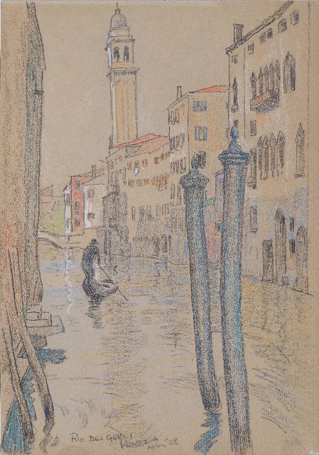 Willy Sluiter | The Rio dei Greci, Venice, chalk on paper, 36.2 x 25.3 cm, signed l.l. and dated April '28