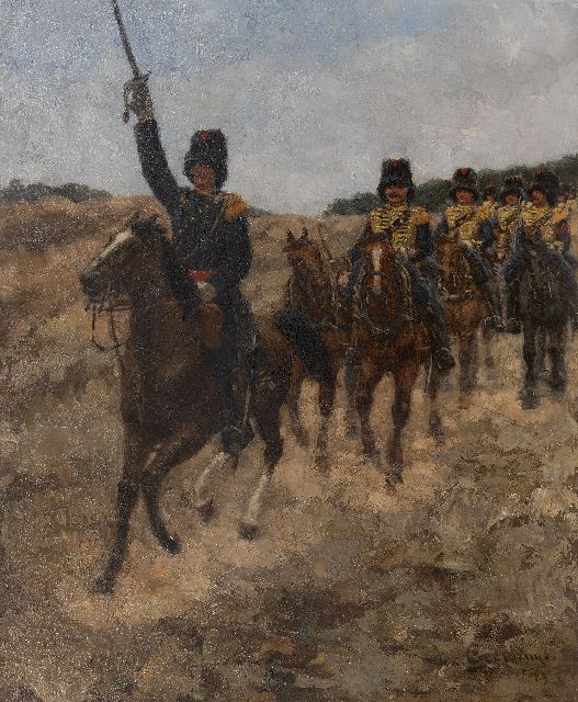 Geerlings J.H.  | Horse artillery, exercising on the Kempenberg heath, oil on canvas 65.9 x 54.2 cm, signed l.r. and painted ca. 1870-1880
