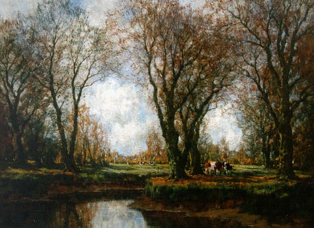 Arnold Marc Gorter | Cows grazing along the Vordense beek, oil on canvas, 75.5 x 100.0 cm, signed l.r.