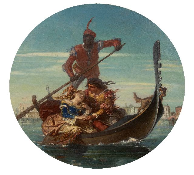 Franse School | Gondola ride in the Venetian Lagoon, oil on panel, 72.0 x 78.8 cm