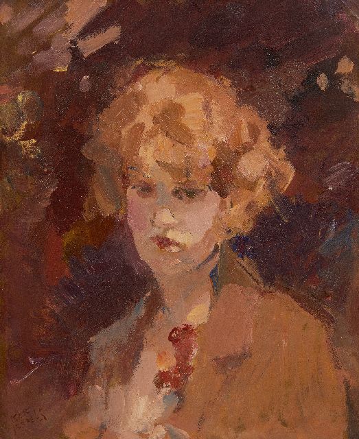 Israels I.L.  | Portrait of a young woman, oil on paper laid down on panel 30.4 x 24.9 cm, signed l.r.