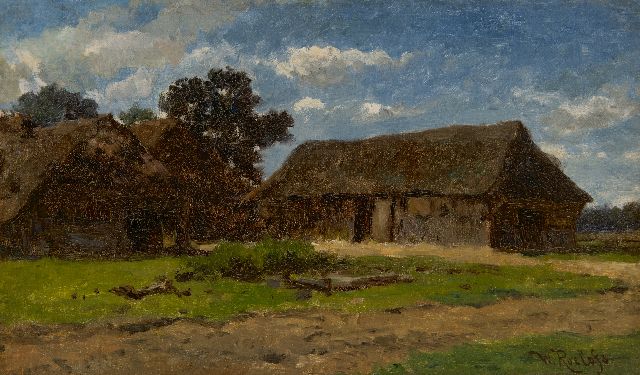 Roelofs W.  | Farm in Drenthe, oil on canvas laid down on panel 24.8 x 39.6 cm, signed l.r.