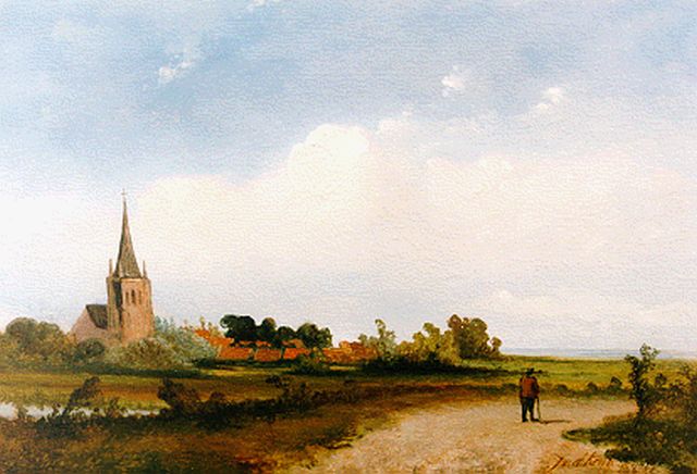 Jacobus Gerardus van der Kruk | An extensive landscape, oil on panel, 16.7 x 24.8 cm, signed l.r. and dated '50