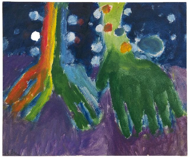 Eugène Brands | '1000 sterren boven het bos' (1000 stars above the forest), gouache on paper, 44.3 x 49.6 cm, signed l.l. and dated 4.56