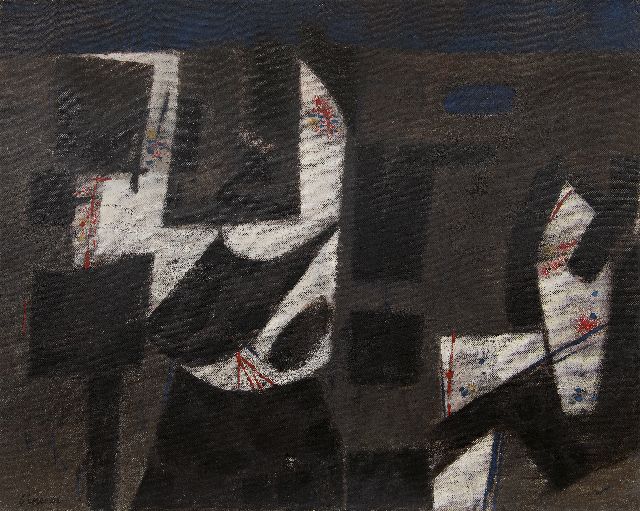 Bitter T.  | Composition on black, oil on canvas 80.3 x 100.3 cm, signed l.l. and on the reverse and dated '62