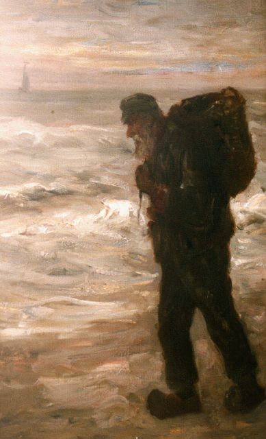 Hoog J.B. de | Shellgatherer, oil on canvas 49.6 x 30.2 cm, signed l.l.