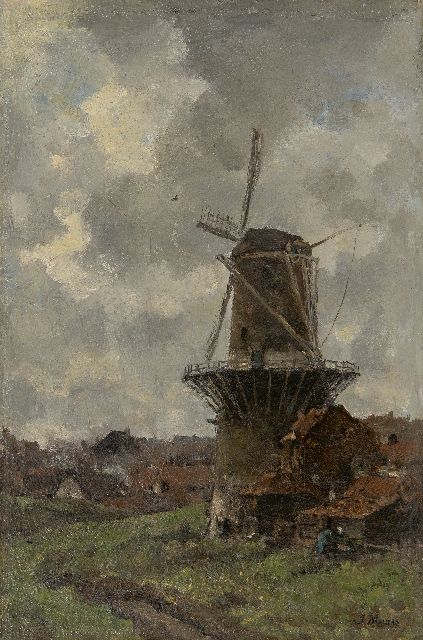 Jacob Maris | The mill, oil on canvas, 45.6 x 30.4 cm, signed l.r.