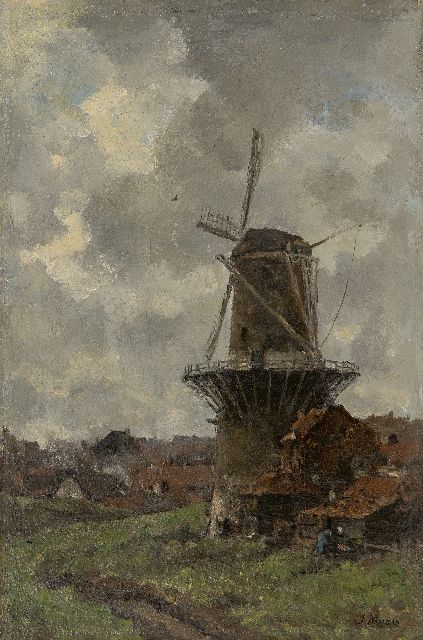 Maris J.H.  | The mill, oil on canvas 45.6 x 30.4 cm, signed l.r.