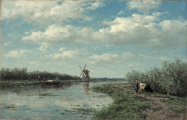 Willem Roelofs | The 't Hoog- en Groenland mill, Baambrugge, oil on canvas, 46.9 x 72.9 cm, signed l.r.