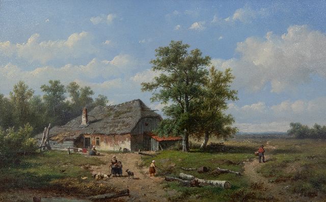 Anthonie Jacobus van Wijngaerdt | A farm on the countryside, oil on panel, 27.5 x 43.5 cm, signed l.l.