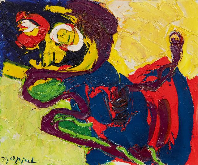 Karel Appel | Chat Libre, oil on canvas, 50.9 x 61.3 cm, signed l.l. and dated 1974
