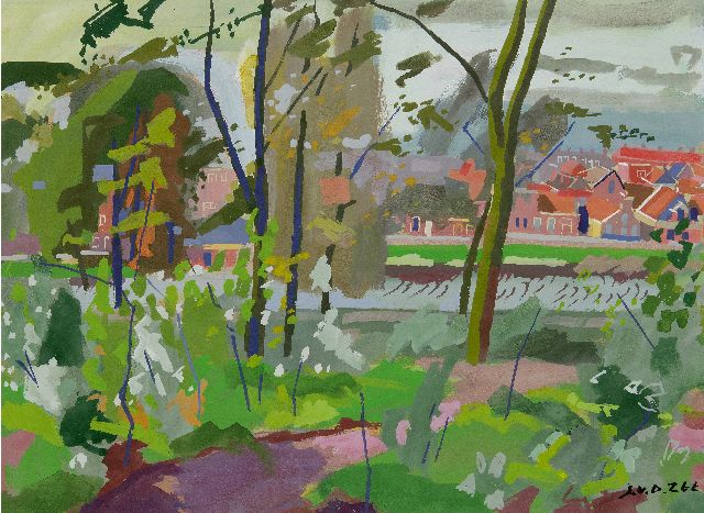 Jan van der Zee | Noorderplantsoen and the Grachtstraat, Groningen, gouache on paper, 54.0 x 73.0 cm, signed l.r.