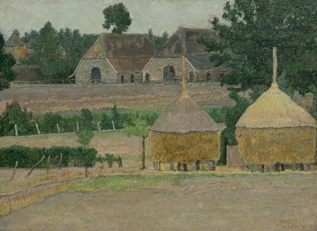 Vilmos Huszár | Farm at Almen, the Netherlands, oil on canvas laid down on panel, 38.1 x 50.9 cm, signed l.r. and dated 1911 VIII
