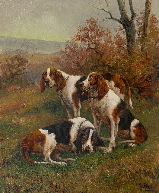 Walter Reeves | Resting hunting dogs, oil on canvas, 73.0 x 60.0 cm, signed l.r. and without frame