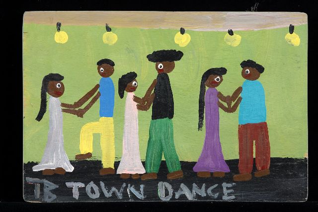 Tim Brown | Town dance, acrylic on panel, 24.0 x 36.0 cm, signed l.l. with initials