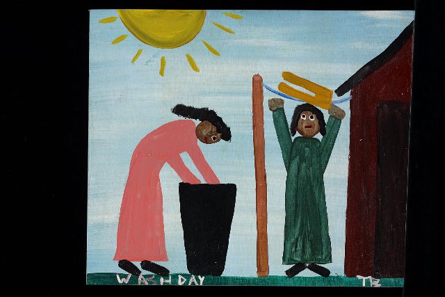 Brown T.  | Wash day, acrylic on panel 35.0 x 41.0 cm, signed l.r. with initials