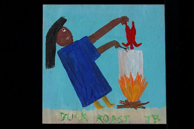 Tim Brown | Duck roast, acrylic on panel, 35.0 x 36.0 cm, signed l.l. with initials