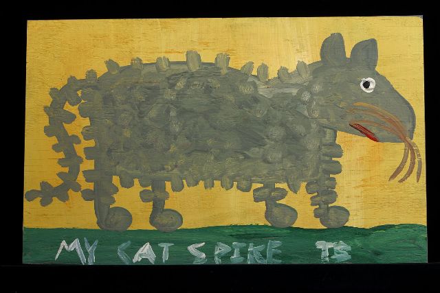Brown T.  | My cat Spike, acrylic on panel 37.0 x 61.0 cm, signed l.r. with initials