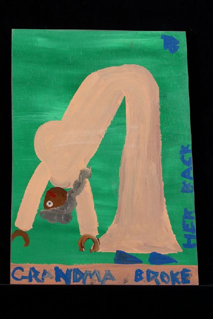 Tim Brown | Grandma broke her back, acrylic on panel, 52.0 x 37.0 cm, signed u.r. with initials
