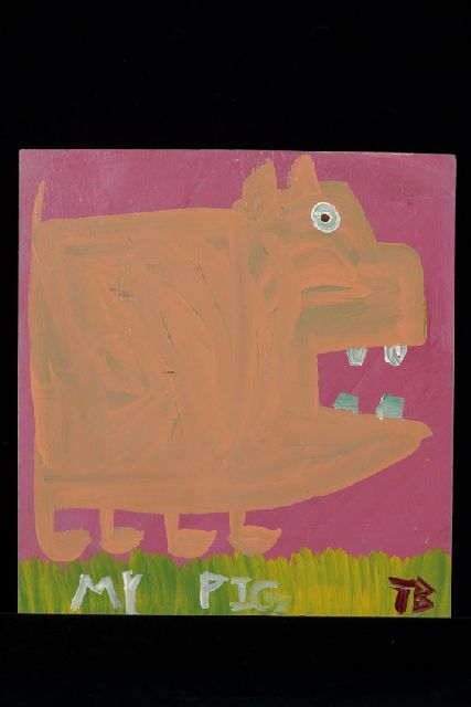 Tim Brown | My pig, acrylic on panel, 39.0 x 37.0 cm, signed l.r. with initials