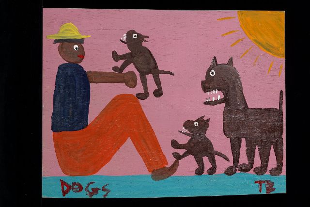 Tim Brown | Dogs, acrylic on panel, 34.0 x 45.0 cm, signed l.r. with initials