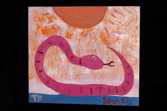 Tim Brown | Snake, acrylic on panel, 38.0 x 43.0 cm, signed l.l. with initials