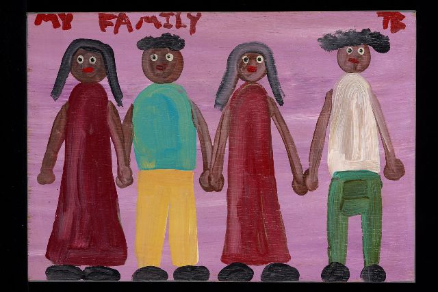 Tim Brown | My family, acrylic on panel, 30.0 x 43.0 cm, signed u.r. with initials
