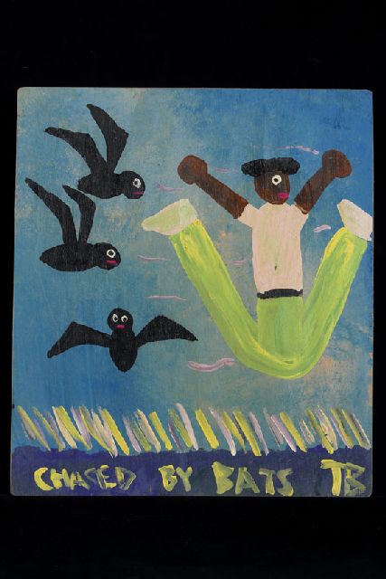 Brown T.  | Chased by bats, acrylic on panel 40.0 x 36.0 cm, signed l.r. with initials