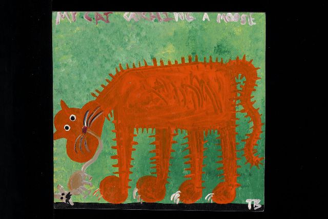 Tim Brown | My cat catching a mouse, acrylic on panel, 34.0 x 37.0 cm, signed l.r. with initials