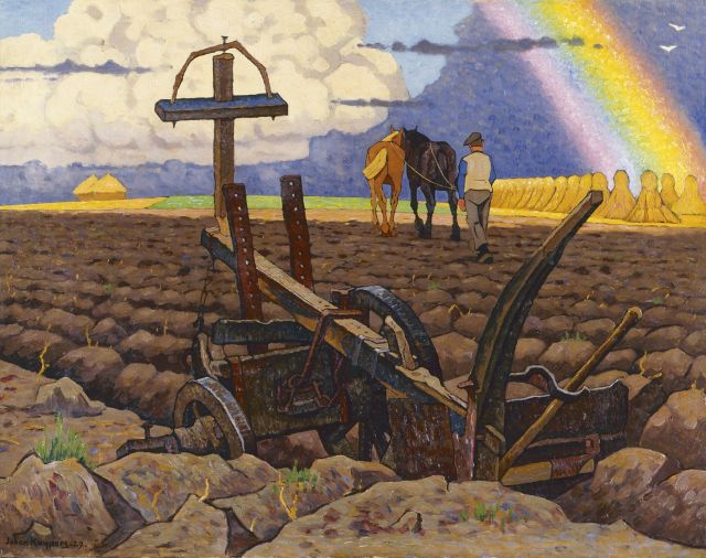 Johan Kuijpers | Ploughing the fields, oil on canvas, 58.5 x 74.7 cm, signed l.l. and dated '29