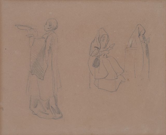 Johannes Bosboom | A study of monks and nuns, pencil on paper, 20.8 x 26.1 cm