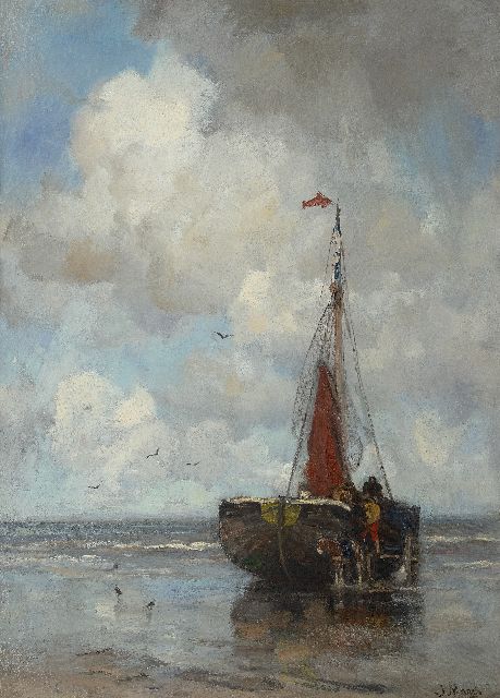 Jacob Maris | On the beach at Scheveningen, oil on canvas, 104.8 x 77.5 cm, signed l.r. and painted ca. 1878