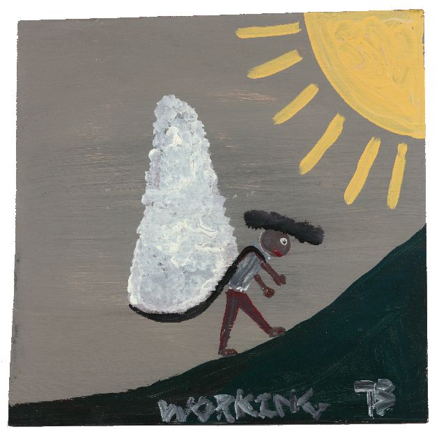 Tim Brown | Working, acrylic on panel, 40.0 x 40.0 cm, signed l.r. with initials