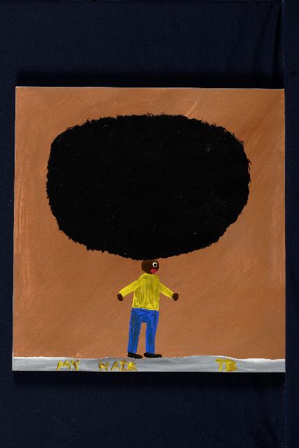 Tim Brown | My hair, acrylic on panel, 43.0 x 41.0 cm, signed l.r. with initials