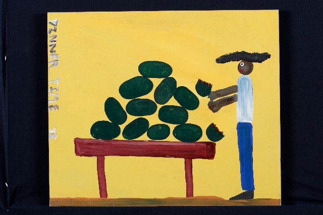 Tim Brown | Dinner time, acrylic on panel, 41.0 x 49.0 cm, signed c.l. with initials