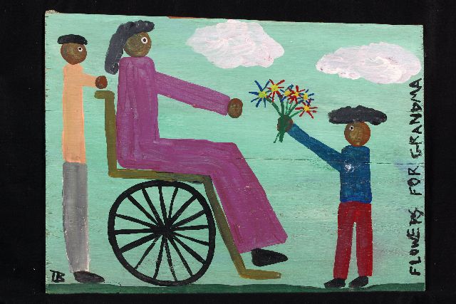 Tim Brown | Flowers for grandma, acrylic on panel, signed l.l. with initials