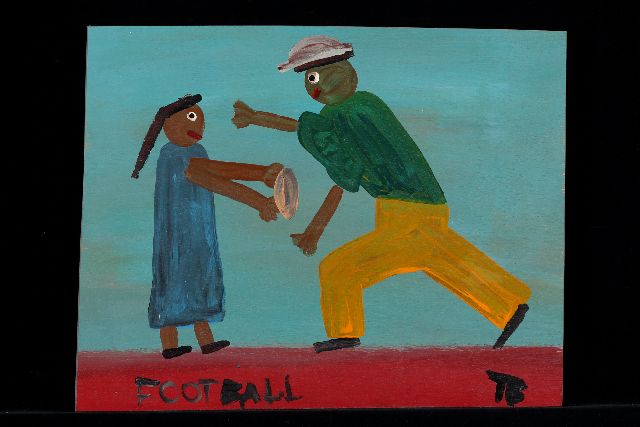 Tim Brown | Football, acrylic on panel, 38.0 x 48.0 cm, signed l.r. with initials