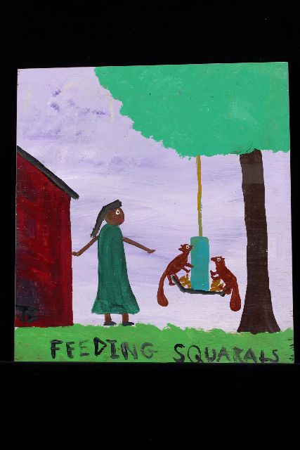 Tim Brown | Feeding squarals, acrylic on panel, 52.0 x 48.0 cm