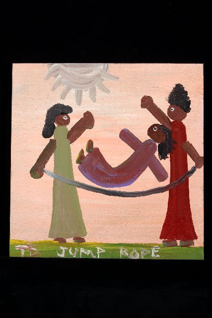 Tim Brown | Jump rope, acrylic on panel, 47.0 x 47.0 cm, signed l.l. with initials
