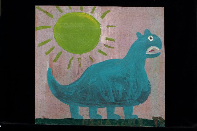 Tim Brown | Dinasaur, acrylic on panel, 44.0 x 47.0 cm, signed l.r. with initials