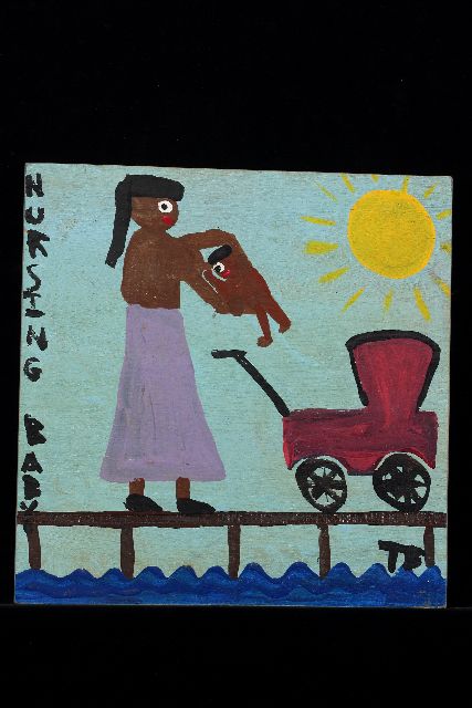 Tim Brown | Nursing baby, acrylic on panel, 37.0 x 36.0 cm, signed l.r. with initials
