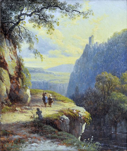 Lieste C.  | Paysage montagneuse, oil on panel 10.2 x 8.6 cm, signed l.l. with initials