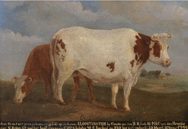 Gerrit Vreedenburgh | Portrait of an ox of the farm Kloosterstein near Gouda, oil on panel, 35.7 x 49.4 cm, signed l.l. and painted ca. 1875