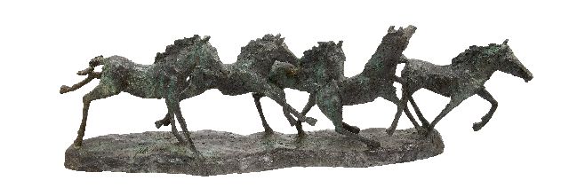 Jits Bakker | Wild Horses, bronze, 48.0 x 150.0 cm, signed on the base and executed 1978