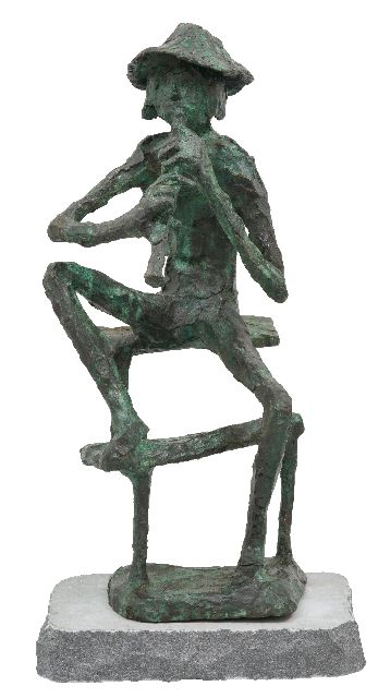 Jits Bakker | Flute player, bronze, 86.5 x 44.0 cm, signed on the base