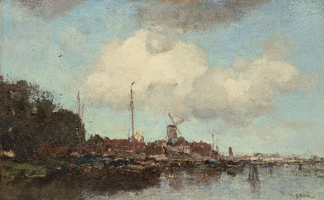 Maris J.H.  | Town on a river, oil on canvas 47.1 x 75.6 cm, signed l.r. and painted ca. 1875