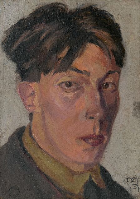 Ket D.H.  | Self-portrait, turned to the right, oil on canvas laid down on panel 36.5 x 26.2 cm, signed l.r. and dated '24