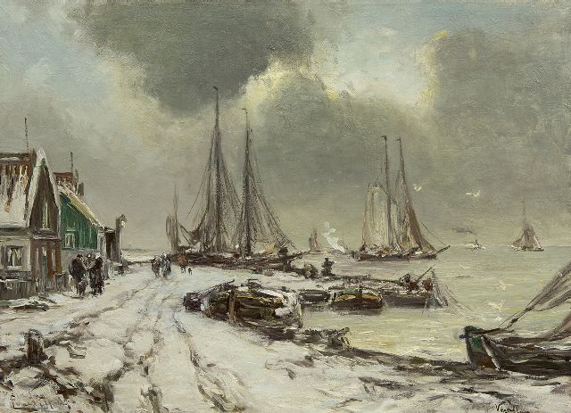 Louis Apol | Winter at the Zuiderzee near Volendam, oil on canvas, 55.3 x 75.3 cm, signed l.l.