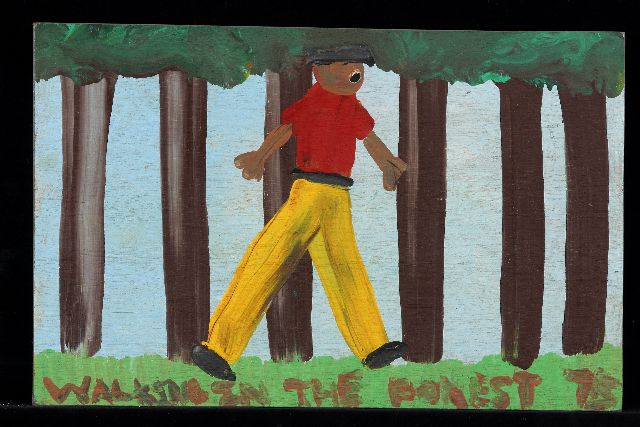Tim Brown | Walking in the forest, acrylic on panel, 26.0 x 40.0 cm, signed l.r. with initials